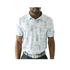 Yatta Golf Piña Colada Polo Pineapples & Coconuts Hawaiian‎ Shirt Stretch XL